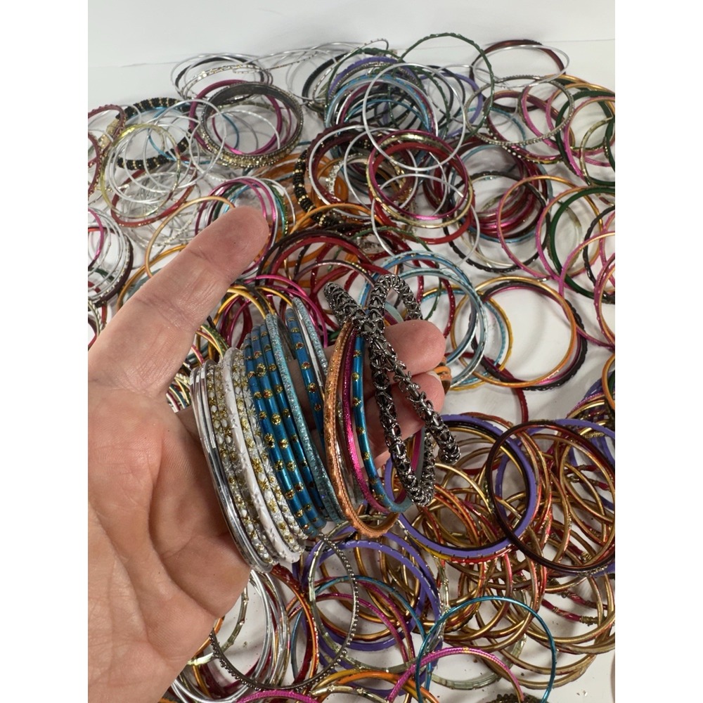 500pc Indian Bollywood Bangle Bracelet Lot Rhinestone Small 2.25-2.625" - Picture 11 of 15